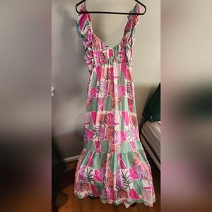 THML Pink and Green Patterned Dress